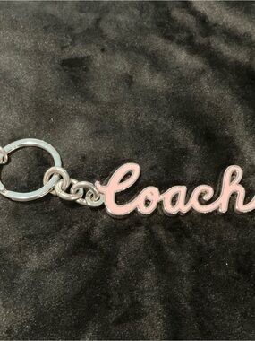 Coach Script Keyring in Light Pink and Silver-Tone